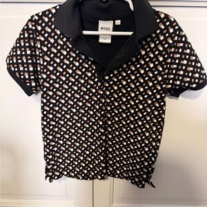 Boss Black and Tan Checkered Polo